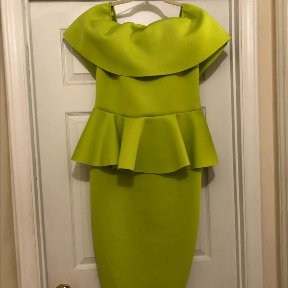 Scuba off the shoulder midi dress